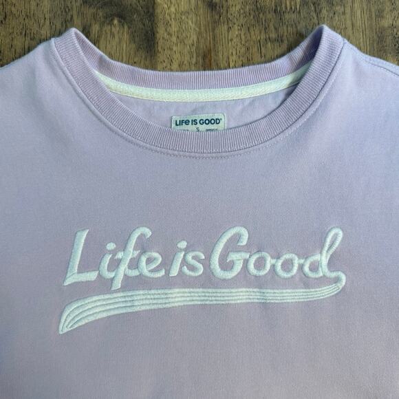 Life Is Good Women’s Simply True Embroidered Pullover Sweatshirt Purple Sz Small - Picture 6 of 10